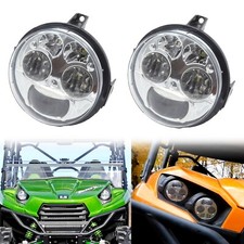 Pair Chrome LED Headlights 4 inch Compatible with Kawasaki Brute Force 750/Teryx picture