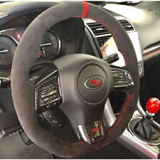 Black Suede Leather Steering Wheel Stitch-on Wrap Cover For Subaru WRX STI  picture