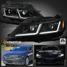 Fits 2014-2020 Chevy Impala LED DRL Sequential Black Projector Headlights Lamps picture