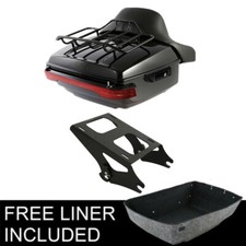 Black King Trunk Pad Top Rack Mount Brake LED Light Fit For Harley Touring 14-26 picture