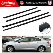 New For Honda Civic 2012-2015 Outer Window Moulding Trim Weather Strips Seal 4X picture