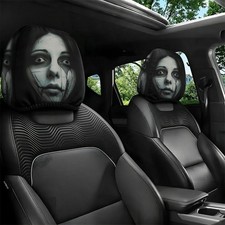 Halloween Ghost Headrest Covers for Cars - Spooky Decorative Seat Protector Set picture