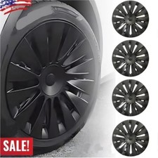 19 inch Full Coverage 4PCS Matte Black Wheel Covers Model Y Hubcaps for Tesla US picture