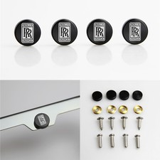 Laser Etched Black Aluminum Rolls Royce License Plate Frame Bolt Screw Cap Cover picture