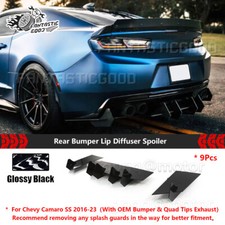 For Chevy Camaro SS/RS/LS/LT 16-23 Gloss Black V2 Rear Diffuser & Side Splitters picture