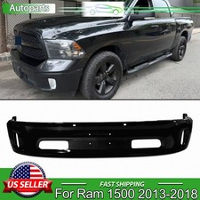 For 2013-18 RAM 1500 New Brilliant Black Front Bumper Cover W/ Fog Hole Replace picture