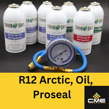 Envirosafe Arctic Air for R12, Auto AC Refrigerant Proseal & Oil & Brass Gauge picture