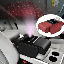 Car Armrest Pad with Led Starry Sky Center Console Box with Cup Holder Tissue US picture