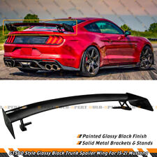 FOR 15-2023 FORD MUSTANG GT500 STYLE GLOSS BLACK METAL STANDS TRUNK SPOILER WING picture