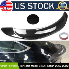 For 17-2023 Tesla Model 3 V Style Sport Carbon Fiber Look Trunk Lid Spoiler Wing picture