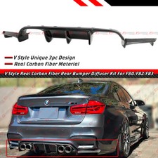 FOR 2015-20 BMW F82 F83 M4 F80 M3 V STYLE REAL CARBON FIBER REAR BUMPER DIFFUSER picture