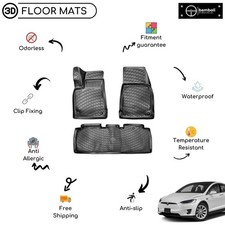 Custom Molded Rubber Floor Mat for Tesla Model X 5 Seat 2015-2022 (Black) picture