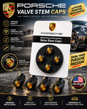 Genuine Porsche Premium OEM Tyre Valve Dust Caps (4x) in Gloss Black picture
