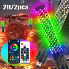 Pair 2FT Spiral LED Fat Whip Light Antenna RGB Chasing For Can-am X3 RZR UTV ATV picture