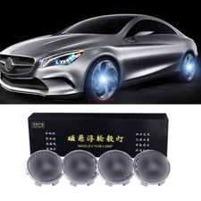 4PCS 75mm Self-Powered Floating LED Wheel Hub Light Caps for Mercedes-Benz Black picture