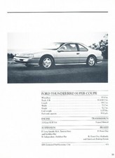 1990 Ford Thunderbird SC Spec Card Review Report Print Car Article J802 picture