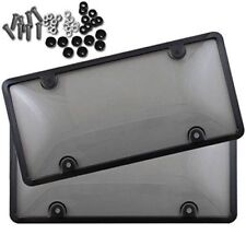 2x UNBREAKABLE Tinted Smoked License Plate Tag Shield Cover and Frame  picture