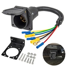 7 Way 7 Pin Trailer Plug RV Socket Wiring Harness Kit w/Bracket Screws for Truck picture