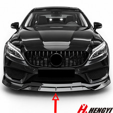 For Mercedes Benz W205 C-CLASS AMG Package 15-18 Gloss Blk Front Bumper Lip 3PCS picture
