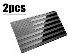 2PCS Metal USA Flag Sticker American Car Truck Decal Emblem Black 3D Us New picture