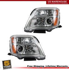 2Pcs Pair Headlights Assembly For 2010-2015 GMC Terrain Chrome Amber w/Projector picture