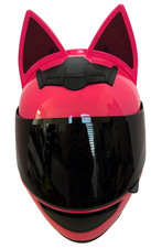 Women's Full Face Motorcycle Helmet Cat Ears HOT Pink DOT Approved XL picture