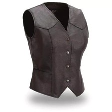 Sweet Sienna Women's Motorcycle Leather Vest FML500CR Size 3XL picture