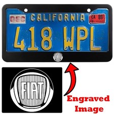 Engraved Black License Plate Frame - Fiat Logo #4 picture