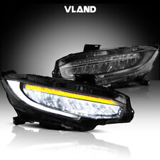 LED Headlights For 2016-2021 Honda Civic Blue DRL Sequential Indicator VLAND Set picture