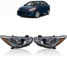 Headlights Pair Fits 2015-2017 Hyundai Accent 2pcs Headlamps With Bulbs picture