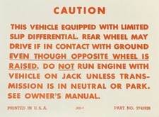 57-71 Chevy Cadillac Positraction Trunk Warning Decal Limited Slip Differential  picture