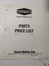 MULTITON ELECTRIC PALLET TRUCK PARTS PRICE LIST 1985 WEPL485 picture