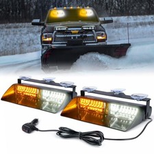 Xprite 2x LED Windshield Dash Deck Traffic Advisor Strobe Lightbar White Amber picture