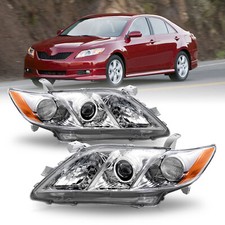 Headlights for 2007 2008 2009 Toyota Camry Chrome Amber Projector LH+RH Pairs picture