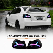 Pair Smoke RGB Fishbone LED Tail Lights Assembly For Subaru WRX STI 2015-2021 picture