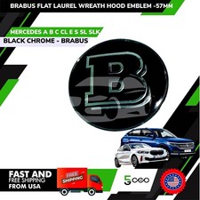 BRABUS FRONT HOOD MERCEDES BENZ BLACK EMBLEM FLAT LAUREL WREATH BADGE 57MM oem . picture