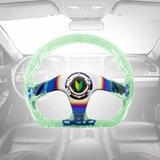 6-Holes JDM Deep Dish Clear Crystal Bubble Burnt Blue Spoke Steering Wheel picture