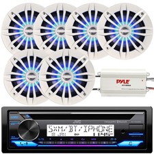 JVC KD-T92MBS Single DIN Marine CD Receiver, 6x 6.5'' 180W LED Speakers, Amp picture