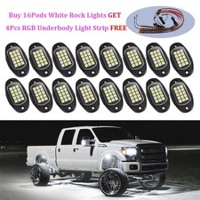 16x Pure White LED Rock Light Pods for Truck Car Neon Underglow Wheel Well Light picture