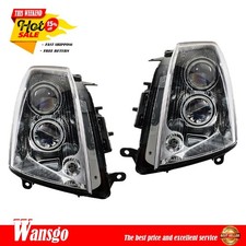 For Cadillac STS 2005-2011 Headlight Right+Left Halogen Black Housing Clear Lens picture