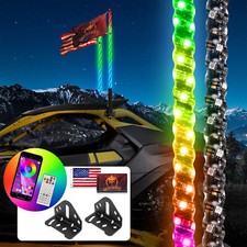 2pcs 4FT LED RGB Whip Lights RF Remote & Whip Light Mounts Fit Can Am Maverick R picture