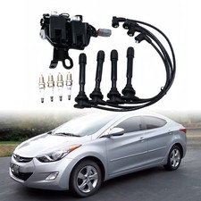 New Ignition Coil X1 & Iridium X4 Spark Plugs & Wires X4 for Hyundai Elantra Kia picture