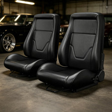 1 Pair Universal Classic OBS Style Seats w Dual Lock Sliders, Bucket Seats Black picture