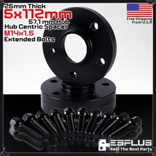 2 Pcs 25mm Volkswagen 5x112 57.1mm Hub Centric Spacer Fit Golf/ID/Jetta/Passat picture