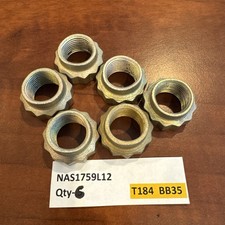 Quantity-6  NAS1759L12 self locking nuts.  New.  T184  BB35 picture