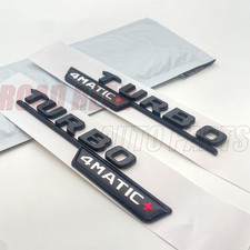 2Pcs TURBO 4MATIC+ Plus For AMG Fender Emblem Badge Gloss Black E53 GLE53 GT53 picture