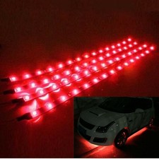 2x Bright Red LED Light Strip Flexible Tape Back 12V DC Car/Truck Cut-To-Length picture