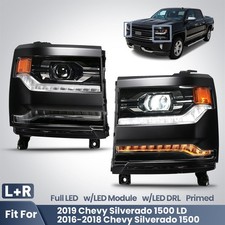 For 2016-2018 Chevy Silverado 1500 LED Headlight W/Module Primed Left+Right Pair picture