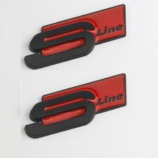 NEW 2X BLACK/RED SLINE S Line TRUNK Badge FENDER Emblem TT RS S3 S4 A6 A8 Q3 picture
