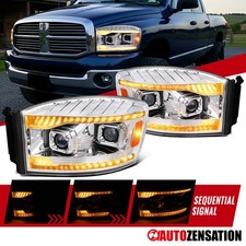 Fit 2006-2009 Ram 1500 2500 3500 Projector Headlights Amber LED DRL Sequential picture